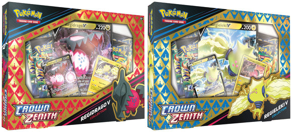 Pokémon: Crown Zenith Collection Box — Regieleki V & Regidrago V Combo - [Express Pokemail]