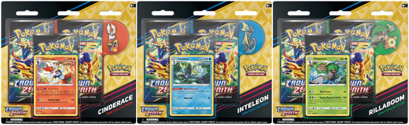 Pokémon: Crown Zenith Pin Collection—Rillaboom, Cinderace & Inteleon Combo - [Express Pokemail]